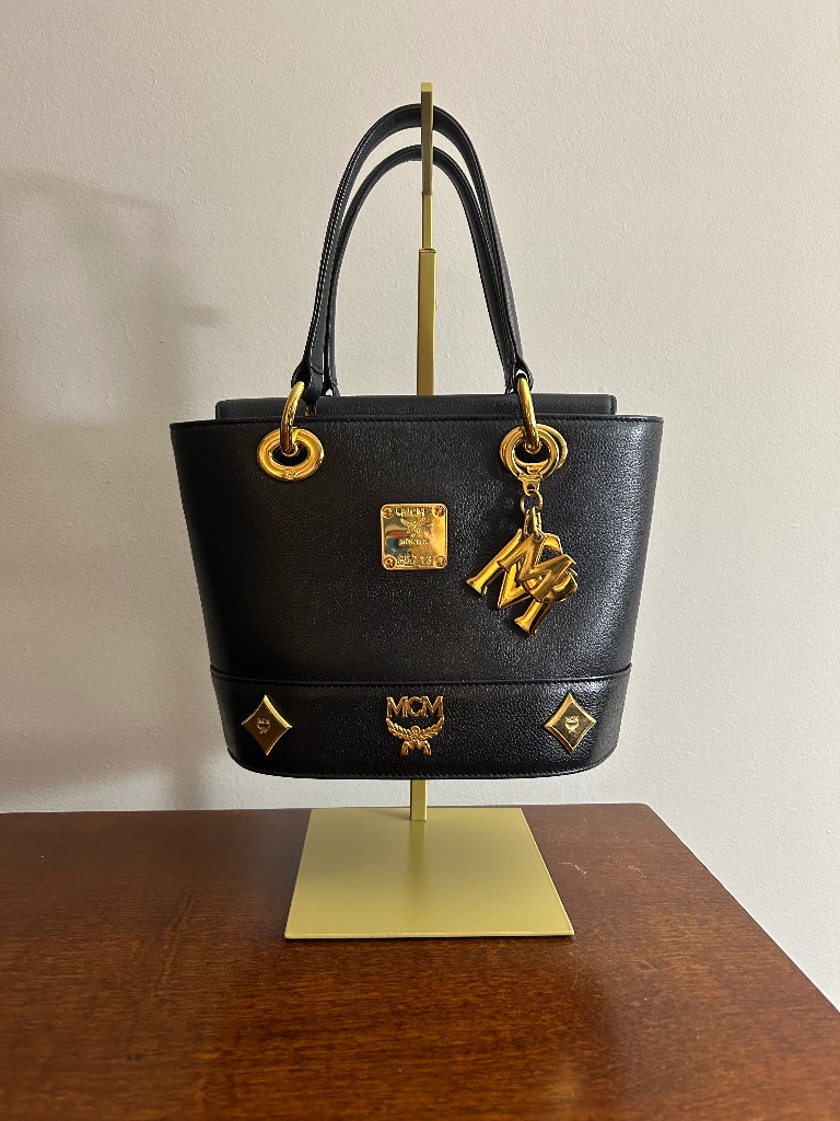 Mcm Mini Bucket Tote With Mcm Logo Charm